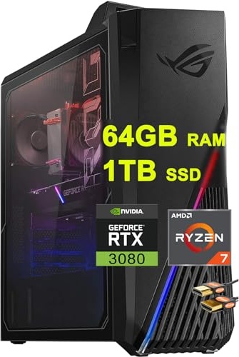 ASUS ROG Strix GA15 Gaming PC, RTX 3080, Ryzen 7 5800X, 64 GB RAM, 1 TB PCIe NVMe M.2 SSD Image