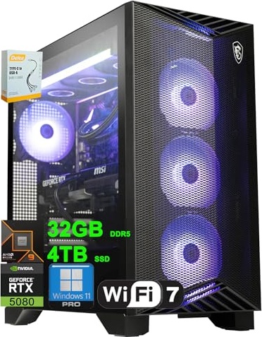 msi Aegis ZS2 Gaming PC, RTX 5080, Ryzen 9 9900X, 32 GB DDR5, 4 TB PCIe NVMe M.2 SSD Image