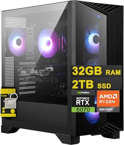 msi Aegis Z2 Gaming PC, RTX 5070, Ryzen 7 8700F, 32 GB RAM, 2 TB PCIe NVMe M.2 SSD Image