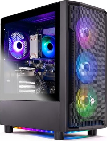 Skytech Gaming Shadow Gaming PC, RX 9060 XT 16 GB, Ryzen 7 7700, 32 GB DDR5, 1 TB PCIe NVMe M.2 SSD Image