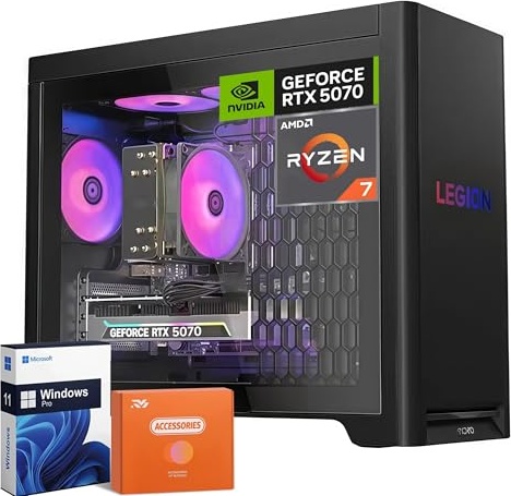 Lenovo Legion T5 Gen 10 Gaming Tower Gaming PC, RTX 5070, Ryzen 7 7700X, 64 GB DDR5, 4 TB PCIe NVMe M.2 SSD Image