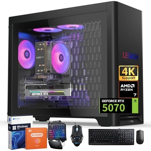 Lenovo Legion Tower 5 (2025) Gaming PC, RTX 5070, Ryzen 7 7700X, 64 GB DDR5, 4 TB PCIe NVMe M.2 SSD Image
