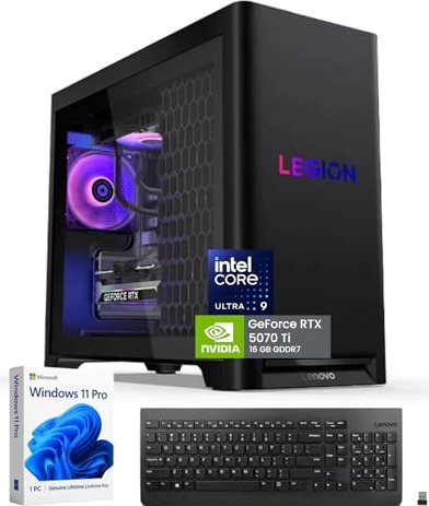 Lenovo Legion Tower 5i Gaming PC, RTX 5070 Ti, Ultra 9 275HX, 64 GB DDR5, 2 TB PCIe NVMe M.2 SSD Image