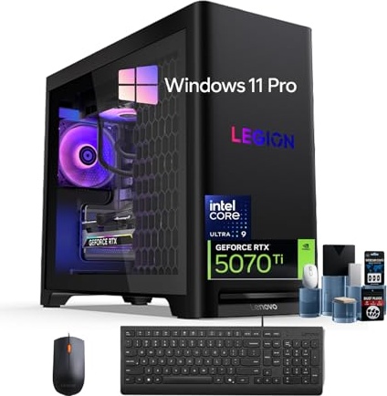Lenovo Legion Tower 5i Gen 10 Gaming PC, RTX 5070 Ti, Ultra 9 275HX, 64 GB DDR5, 2 TB PCIe NVMe M.2 SSD + 2 TB HDD Image