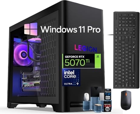 Lenovo Legion Tower 5i Gen 10 Gaming PC, RTX 5070 Ti, Ultra 9 275HX, 64 GB DDR5, 2 TB PCIe NVMe M.2 SSD + 2 TB HDD Image