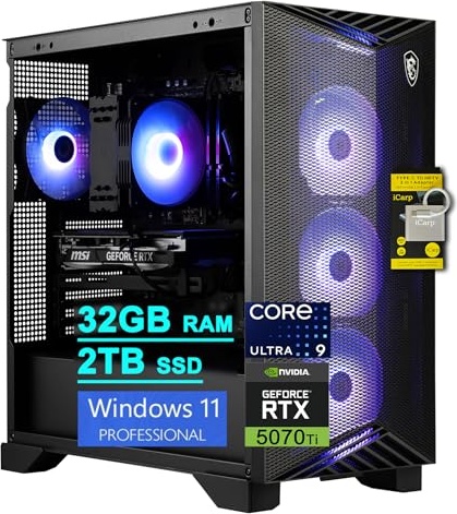 msi Aegis R2 AI 2nd Gaming AI Gaming PC, RTX 5070 Ti, Ultra 9 285, 32 GB RAM, 2 TB PCIe NVMe M.2 SSD Image