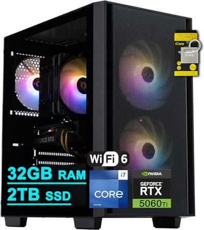 acer Nitro 60 Gaming PC, RTX 5060 Ti 16 GB, i7-14700F, 32 GB DDR5, 2 TB PCIe NVMe M.2 SSD Image