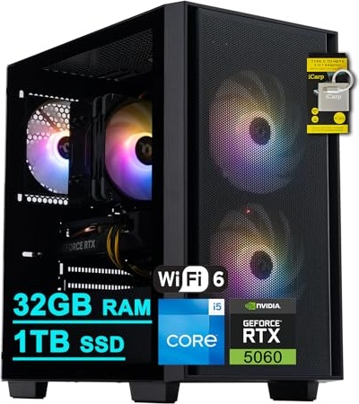 acer Nitro 60 Gaming PC, RTX 5060, i5-14400F, 32 GB DDR5, 1 TB PCIe NVMe M.2 SSD Image