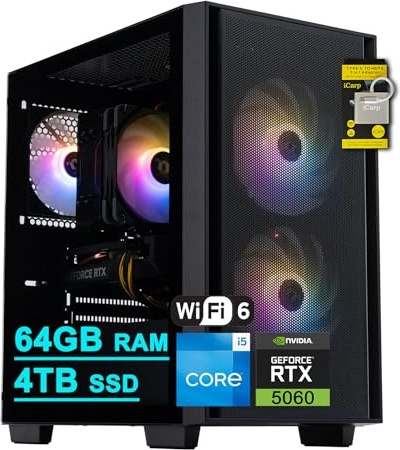 acer Nitro 60 Gaming PC, RTX 5060, i5-14400F, 64 GB DDR5, 4 TB PCIe NVMe M.2 SSD Image