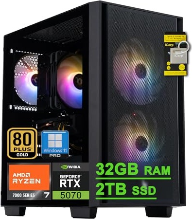 acer Nitro 60 Gaming PC, RTX 5070, Ryzen 7 7700, 32 GB DDR5, 2 TB PCIe NVMe M.2 SSD Image