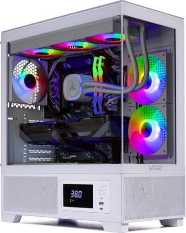 Skytech Gaming Azure 3 Plus Gaming PC, AMD Ryzen 7 7800X3D 4.2GHz, NVIDIA RTX 5080 16GB, 1TB Gen4 NVMe SSD, 32GB DDR5 RAM 6000, 850W Gold ATX 3 PSU, 360 ARGB AIO, Wi-Fi, Win 11, Desktop Image