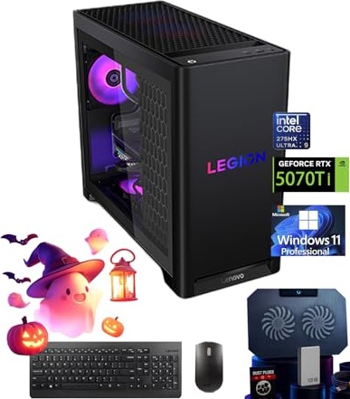 Lenovo Legion Tower 5i Gen 10 Gaming PC, RTX 5070 Ti, Ultra 9 275HX, 64 GB DDR5, 1 TB PCIe NVMe M.2 SSD + 2 TB HDD Image