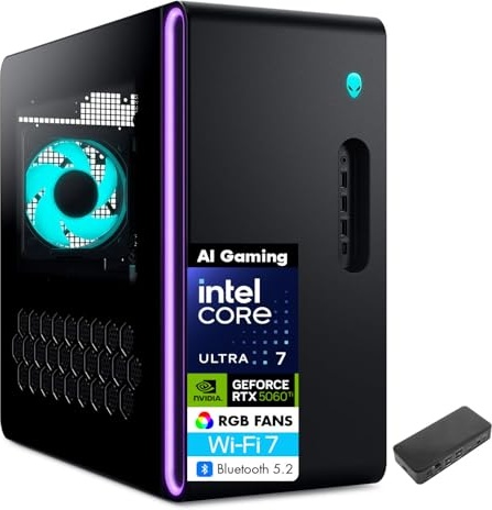 Alienware Aurora AI Gaming PC, RTX 5060 Ti, Ultra 7 265F, 32 GB DDR5, 128 GB PCIe NVMe M.2 SSD + 1 TB HDD Image