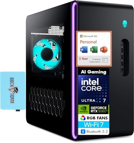 Alienware Aurora AI Gaming PC, RTX 5060 Ti, Ultra 7 265F, 32 GB DDR5, 4 TB PCIe NVMe M.2 SSD Image