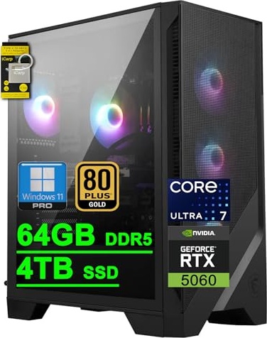 msi Codex R2 AI 2nd Gaming PC, RTX 5060, Ultra 7 265, 64 GB DDR5, 4 TB PCIe NVMe M.2 SSD Image