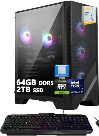 msi Codex R2 AI Gaming PC, RTX 5060, Ultra 7 265, 64 GB DDR5, 2 TB PCIe NVMe M.2 SSD Image