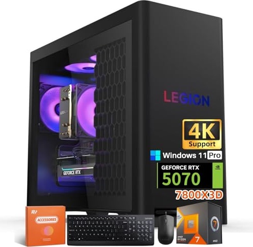 Lenovo Legion T5 Gaming PC, RTX 5070, Ryzen 7 7800X3D, 64 GB DDR5, 4 TB PCIe NVMe M.2 SSD + 2 TB HDD Image