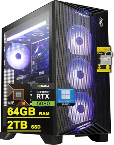 msi Aegis ZS2 Gaming PC, RTX 5080, Ryzen 9 9900X, 64 GB DDR5, 2 TB PCIe NVMe M.2 SSD Image