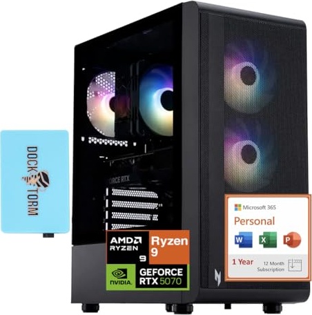 acer Nitro 60 Gaming PC, RTX 5070, Ryzen 9 7900, 32 GB DDR5, 256 GB PCIe NVMe M.2 SSD + 1 TB HDD Image