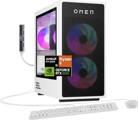 HP OMEN 35L AI Gaming PC, RTX 5060, Ryzen 5 8400F, 16 GB DDR5, 1 TB PCIe NVMe M.2 SSD Image