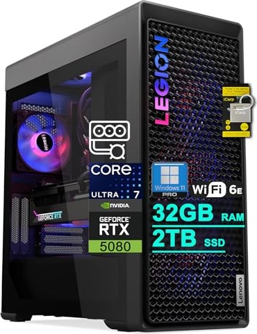 Lenovo Legion Tower 7i Gen 10 Gaming AI Gaming PC, RTX 5080, Ultra 7 265K, 32 GB RAM, 2 TB PCIe NVMe M.2 SSD Image