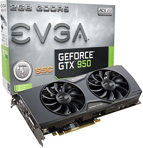 EVGA GeForce GTX 950 2GB SSC GAMING, Silent Cooling Graphics Card 02G-P4-2957-KR