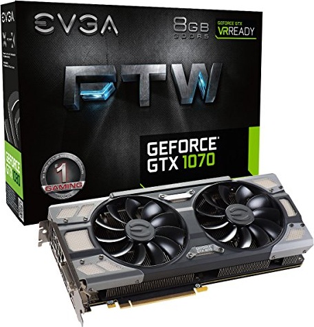 EVGA GeForce GTX 1070 FTW GAMING ACX 3.0, 8GB GDDR5, RGB LED, 10CM FAN, 10 Power Phases, Double BIOS, DX12 OSD Support (PXOC) Graphics Card 08G-P4-6276-KR