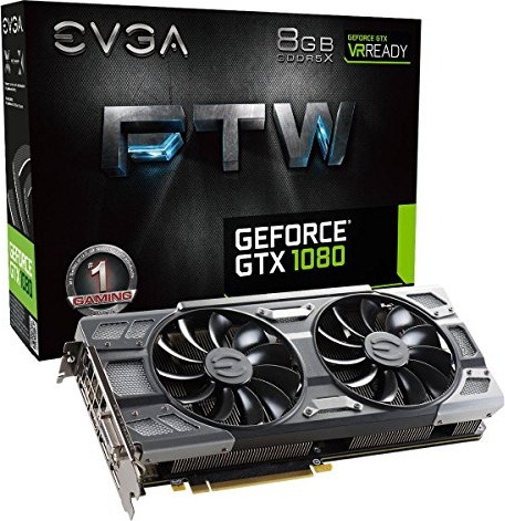 EVGA GeForce GTX 1080 FTW DT GAMING ACX 3.0, 8GB GDDR5X, RGB LED, 10CM FAN, 10 Power Phases, Double BIOS, DX12 OSD Support (PXOC) Graphics Card 08G-P4-6284-KR