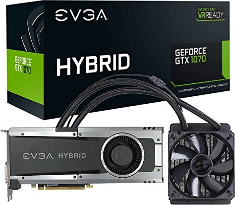 EVGA GeForce GTX 1070 HYBRID GAMING, 8GB GDDR5, LED, All-In-One Water-cooling with 10CM FAN, DX12 OSD Support (PXOC) Graphics Card 08G-P4-6178-KR