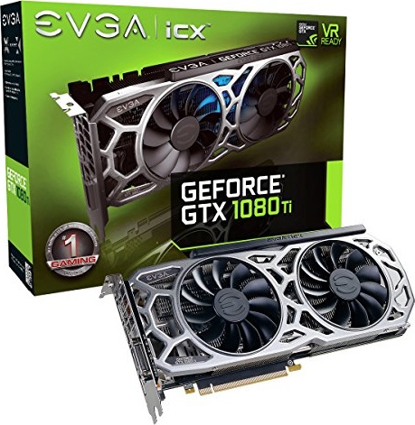 EVGA GeForce GTX 1080 Ti SC2 Gaming, 11GB GDDR5X, iCX Technology - 9 Thermal Sensors & RGB LED G/P/M, Asynch Fan, Optimized Airflow Design Graphics Card 11G-P4-6593-KR
