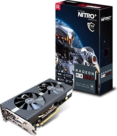 Sapphire 11266-14-20G Radeon Nitro+ Rx 570 4GB GDDR5 Dual HDMI/ DVI-D/ Dual DP with Backplate (UEFI) PCI-E Graphics Card