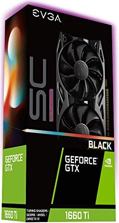 EVGA GeForce GTX 1660 Ti SC Ultra Black Gaming, 6GB GDDR6, Dual Fan, Metal Backplate, 06G-P4-1665-KR