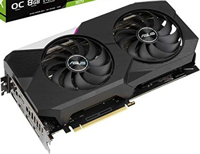 ASUS Dual NVIDIA GeForce RTX 3070 OC Edition Gaming Graphics Card (PCIe 4.0, 8GB GDDR6 Memory, HDMI 2.1, DisplayPort 1.4a, Axial-tech Fan Design, Dual BIOS, Protective Backplate, GPU Tweak II)