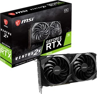 MSI Gaming GeForce RTX 3070 LHR 8GB GDRR6 256-Bit HDMI/DP Nvlink Torx Fan 2 Ampere Architecture OC Graphics Card (Ventus 2X)