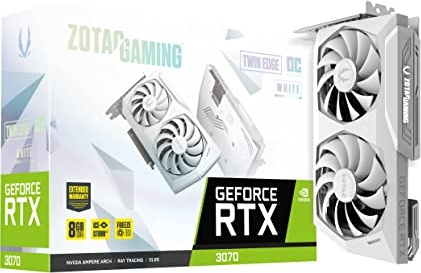 ZOTAC GAMING GeForce RTX 3070 Twin Edge OC White Edition LHR 8GB GDDR6 256-bit 14 Gbps PCIE 4.0 Gaming Graphics Card, IceStorm 2.0 Advanced Cooling, LED Logo Lighting, ZT-A30700J-10PLHR