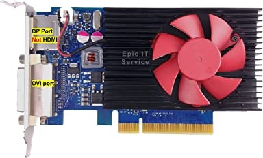 Epic IT Service - Geforce GT 730 2GB GDDR3 with DP/DVI, with Both Half and Full Brackets fits Computers, Supports 4K via DP to DP Direct Connection