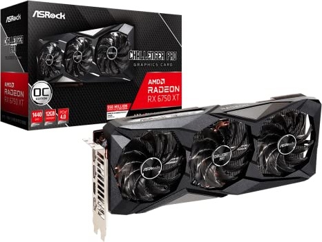 ASRock AMD Radeon RX 6750 XT Challenger Pro 12GB OC GDDR6 192-bit 0dB Silent Cooling Graphics Card 7680 x 4320 DisplayPort HDMI Overclocked 18 Gbps