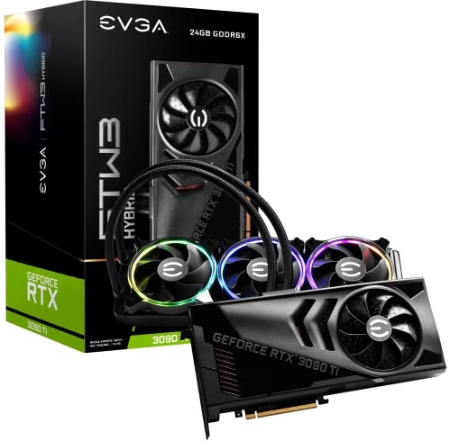 EVGA GeForce RTX 3090 Ti FTW3 Ultra Hybrid Gaming, 24G-P5-4988-KR, 24GB GDDR6X, iCX3, Hybrid Cooler, ARGB LED, Backplate, Free eLeash