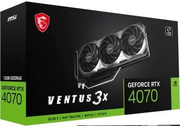 MSI Gaming GeForce RTX 4070 12GB GDRR6X Extreme Clock: 2520 MHz 192-Bit HDMI/DP Nvlink TORX Fan 4.0 Ada Lovelace Architecture Graphics Card (RTX 4070 Ventus 3X 12G)