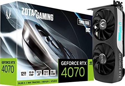 ZOTAC Gaming GeForce RTX 4070 Twin Edge OC DLSS 3 12GB GDDR6X 192-bit 21 Gbps PCIE 4.0 Compact Gaming Graphics Card, IceStorm 2.0 Advanced Cooling, Spectra RGB Lighting, ZT-D40700H-10M