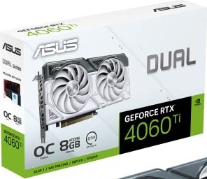 ASUS Dual GeForce RTX™ 4060 Ti White OC Edition 8GB GDDR6 (PCIe 4.0, 8GB GDDR6, DLSS 3, HDMI 2.1, DisplayPort 1.4a, Axial-tech Fan Design, 0dB Technology, and More)