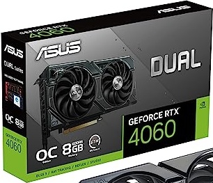 ASUS Dual GeForce RTX™ 4060 OC Edition 8GB GDDR6 (PCIe 4.0, 8GB GDDR6, DLSS 3, HDMI 2.1a, DisplayPort 1.4a, 2.5-Slot Design, Axial-tech Fan Design, 0dB Technology, and More)