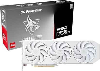 PowerColor Hellhound Spectral White AMD Radeon RX 9060 XT 16GB GDDR6 Graphics Card