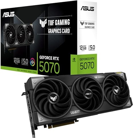 ASUS TUF Gaming GeForce RTX 5070 12GB GDDR7 Graphics Card (NVIDIA Blackwell Architecture and DLSS 4, 2.5 Slot Design, SSF, PCIe 5.0, 3X DisplayPort 2.1b, 2X HDMI 2.1b, TUF-RTX5070-12G-GAMING)
