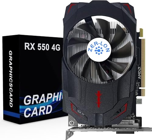 ZER-LON Radeon RX 550 4GB Graphics Card, GDDR5 128 Bit PCIE 3.0 Computer Gaming Gpu, 1183MHz Video Card with HDMI/DP/DVI Ports Support 4K