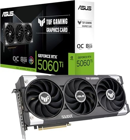 ASUS TUF Gaming GeForce RTX ™ 5060 Ti 8GB GDDR7 OC Edition Gaming Graphics Card (PCIe® 5.0, HDMI®/DP 2.1, 3.1-Slot, Military-Grade Components, Protective PCB Coating, axial-tech Fans)