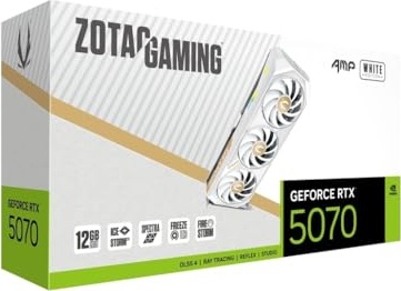 ZOTAC Gaming GeForce RTX 5070 AMP White Edition DLSS 4 12GB GDDR7 192-bit 28 Gbps PCIE 5.0 Gaming Graphics Card, IceStorm 2.0 Cooling, Spectra RGB Lighting, ZT-B50700FQ-10P