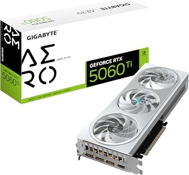 GIGABYTE GeForce RTX 5060 Ti AERO OC 8G Graphics Card, 8GB 128-bit GDDR7, PCIe 5.0, WINDFORCE Cooling System, GV-N506TAERO OC-8GD Video Card