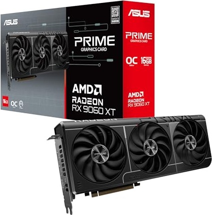 ASUS Prime Radeon™ RX 9060 XT 16GB GDDR6 OC Edition Graphics Card (PCIe 5.0, HDMI/DP 2.1, 2.5-Slot Design, axial-tech Fans, Dual Ball Fan Bearings, Dual BIOS, GPU Guard)