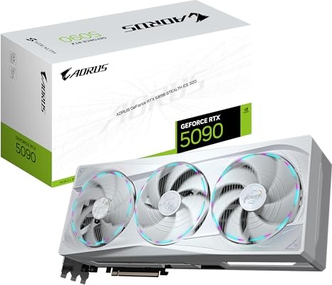 Gigabyte AORUS GeForce RTX 5090 Stealth ICE 32G Graphics Card - 32GB GDDR7, 512bit, PCI-E 5.0, 2655MHz Core Frequency, 3 x DP 2.1a, 1 x HDMI 2.1b, NVIDIA DLSS 4, GV-N5090AORUSST ICE-32GD